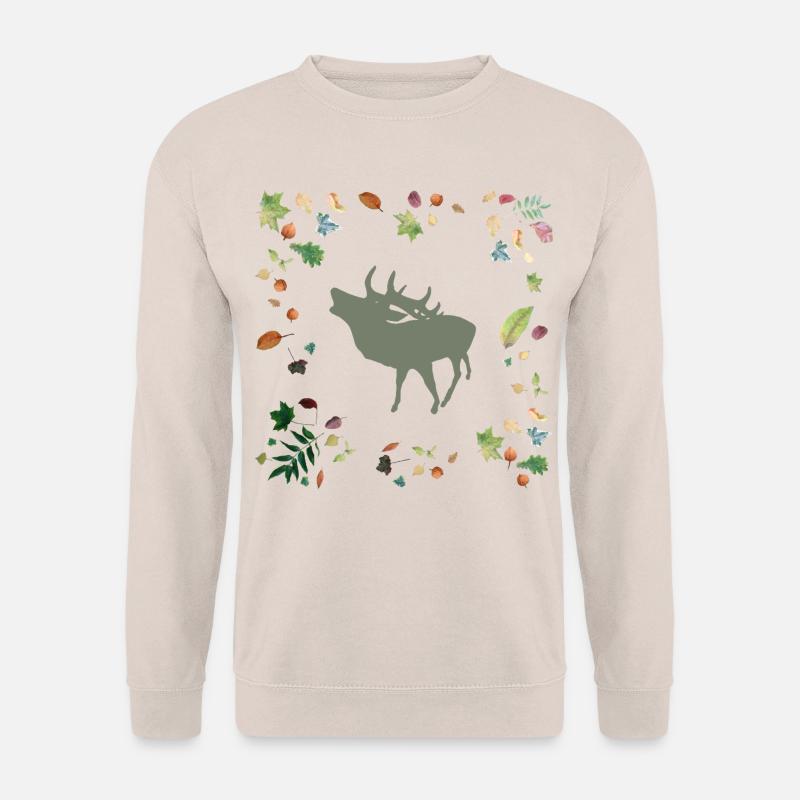 Hirsch mit Herbstlaub - Unisex Pullover - Sand
