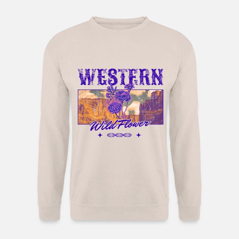 Western Wildflower – Retro Country Ästhetik - Unisex Pullover - Sand