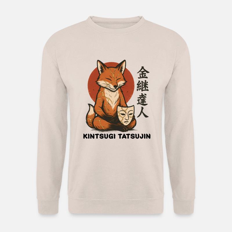 Japanischer gelassener Fuchs Kintsugi Tatsujin Experte - Unisex Pullover - Sand