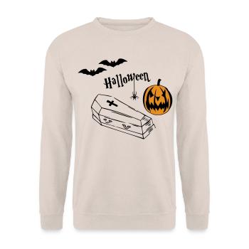 Halloween Kürbis Silhouette - Unisex Pullover - Sand - Vorne - Alina (178cm) & Michal (187cm)