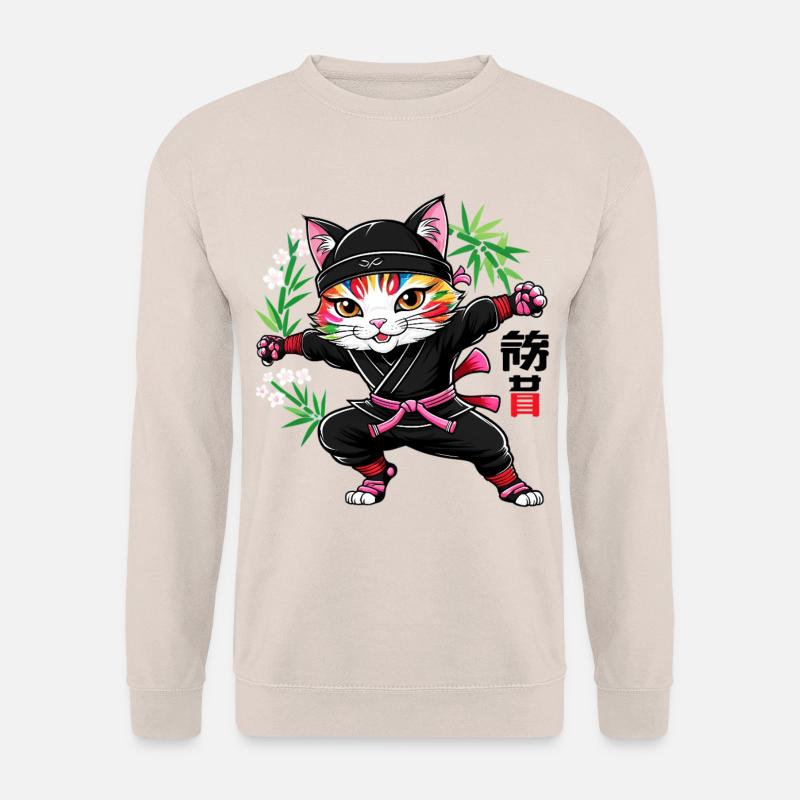 Japanische Kawaii Ninja Katze  - Unisex Pullover - Sand