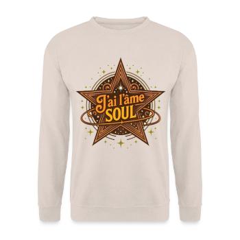 J'AI L'ÂME SOUL #2- let's talk - Unisex Sweatshirt - sand - Front - Alina (178cm) & Michal (187cm)