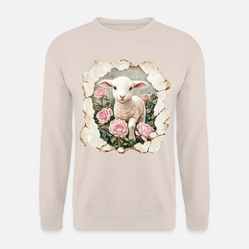 Lamm mit Schmetterling - Unisex Pullover - Sand
