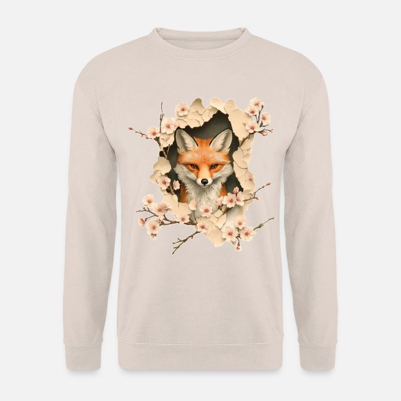 Fuchs mit Kirschblüten - Unisex Pullover - Sand