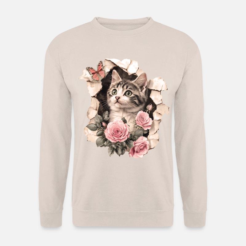 Kat og sommerfugl - Unisex sweater - sand