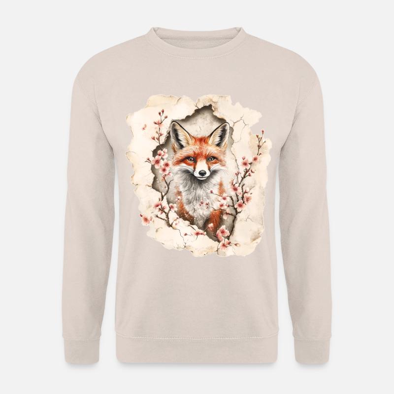 Fuchs mit Kirschblüten - Unisex Pullover - Sand