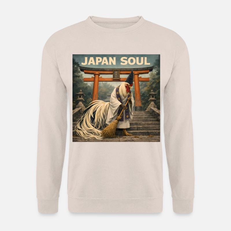 Japanisches Onagadori Shinto-Mönch-Design - Unisex Pullover - Sand