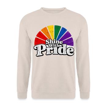 Shine With Pride LGBTQ Statement Retro CSD Fan - Unisex Sweatshirt - sand - Front - Alina (178cm) & Michal (187cm)