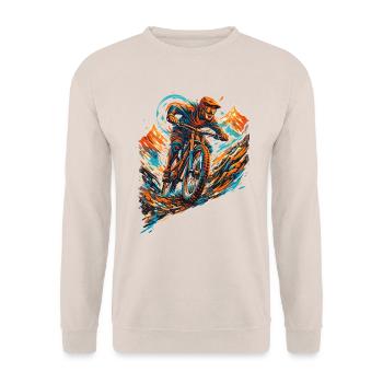 Cooles Downhill Mountainbike MTB Gebirge Design - Unisex Pullover - Sand - Vorne - Alina (178cm) & Michal (187cm)