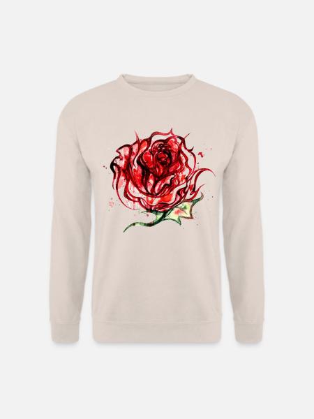 Rosenrot Aquarellrose Print - Unisex Pullover - Sand