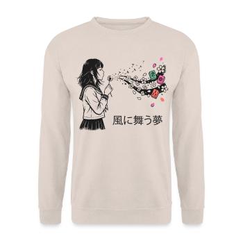 Mahjong Mädchen Japanisches Design - Unisex Pullover - Sand - Vorne - Alina (178cm) & Michal (187cm)