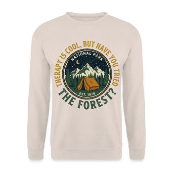 Therapie ist cool, aber hast du The Forest ausprobiert? - Unisex Pullover - Sand - Vorne - Alina (178cm) & Michal (187cm)