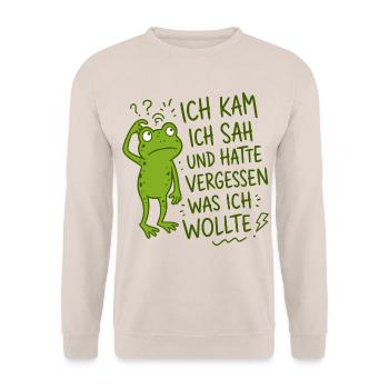 Ich kam ich sah und hatte vergessen was ich wollte - Unisex Pullover - Sand - Vorne - Alina (178cm) & Michal (187cm)