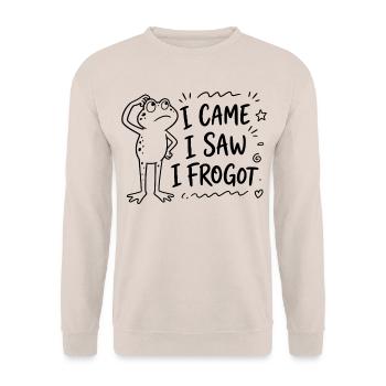 Frosch - I came I saw I frogot - Spruch lustig - Unisex Pullover - Sand - Vorne - Alina (178cm) & Michal (187cm)