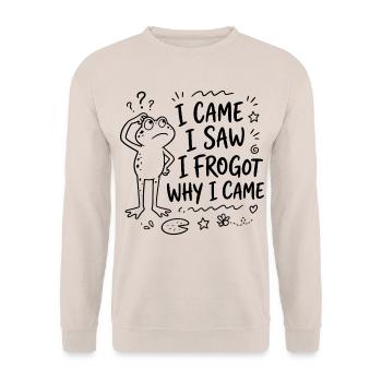 Frosch - I came I saw I frogot why I came - Unisex Pullover - Sand - Vorne - Alina (178cm) & Michal (187cm)