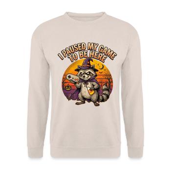 Gamng - I Paused My Game Waschbär - Unisex Pullover - Sand - Vorne - Alina (178cm) & Michal (187cm)