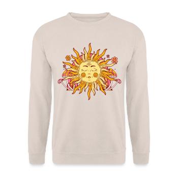Psychedelische Himmelssonne - Unisex Pullover - Sand - Vorne - Alina (178cm) & Michal (187cm)