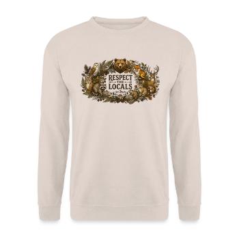 Respect The Locals Woodland Wildlife Nature Lover - Unisex Pullover - Sand - Vorne - Alina (178cm) & Michal (187cm)