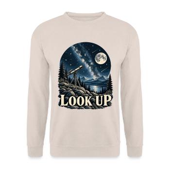Look Up Astronomie Sternenhimmel - Unisex Pullover - Sand - Vorne - Alina (178cm) & Michal (187cm)