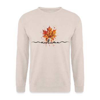 Herbst | Herbstblatt Aquarell - Unisex Pullover - Sand - Vorne - Alina (178cm) & Michal (187cm)