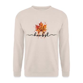 Herbst | Herbstblatt Aquarell - Unisex Pullover - Sand - Vorne - Alina (178cm) & Michal (187cm)