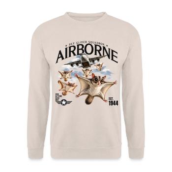 Airborne Flughörnchen – Vintage Flieger Design - Unisex Pullover - Sand - Vorne - Alina (178cm) & Michal (187cm)