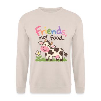 Friends Not Food Cute Cow - Unisex Pullover - Sand - Vorne - Alina (178cm) & Michal (187cm)