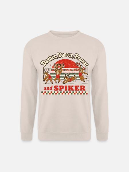 Volleyball Weihnachten Retro Rentiere Xmas Spiker - Unisex Pullover - Sand
