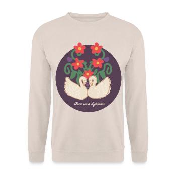 Swans in love, romantic, couple valentines day - Unisex Sweatshirt - sand - Front - Alina (178cm) & Michal (187cm)