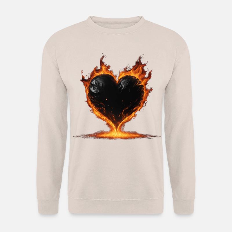 Schwarzes brennendes Herz - Unisex Pullover - Sand