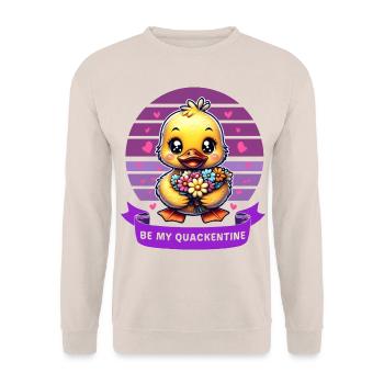 Charming Cartoon Duck Holding Flowers Valentines - Unisex Sweatshirt - sand - Front - Alina (178cm) & Michal (187cm)