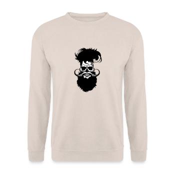 Bearded Tod Schädel Kopf hipster Schnurrbart Bart s - Unisex Pullover - Sand - Vorne - Alina (178cm) & Michal (187cm)