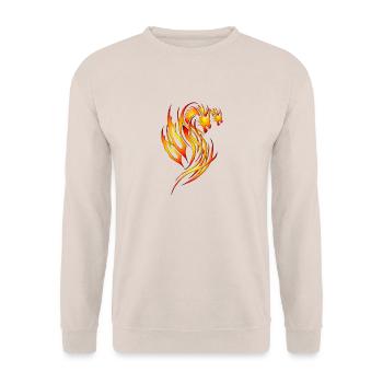 Roter Feuer-Drache_x2 - Unisex Pullover - Sand - Vorne - Alina (178cm) & Michal (187cm)