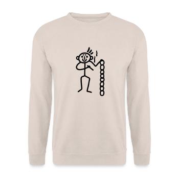 Strichmännchen mit Kette - Unisex Pullover - Sand - Vorne - Alina (178cm) & Michal (187cm)