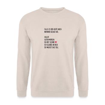 Komplimente - Unisex Pullover - Sand - Vorne - Alina (178cm) & Michal (187cm)
