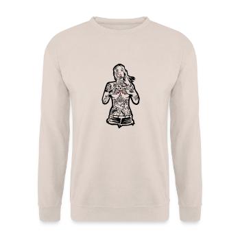 Fille de tatouage - Pour le capot Karlsruhe - pour - Sweat-shirt Unisexe - sable - Devant - Alina (178cm) & Michal (187cm)