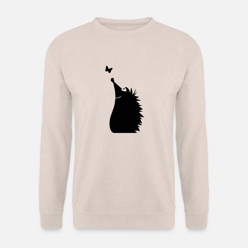A hedgehog watching a butterfly - Unisex Sweatshirt - sand