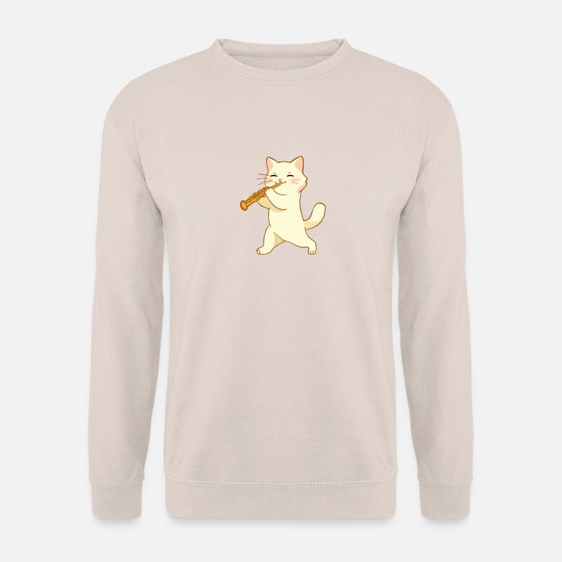 Katze spielt Oboe - Unisex Pullover - Sand