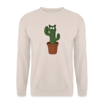Cat as cactus in flower pot - Unisex Sweatshirt - sand - Front - Alina (178cm) & Michal (187cm)