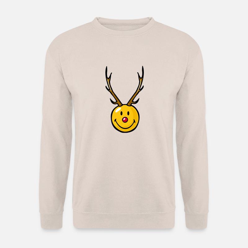 Smiley Christmas Reindeer - Unisex Pullover - Sand