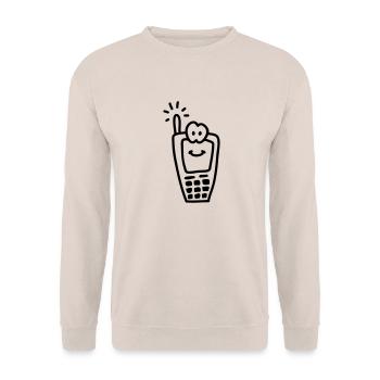 Merry mobile phone - Line - Unisex Sweatshirt - sand - Front - Alina (178cm) & Michal (187cm)
