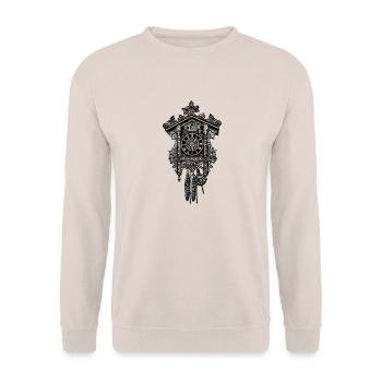 Cuckoo Clock watch drawing tattoo gift - Unisex Sweatshirt - sand - Front - Alina (178cm) & Michal (187cm)