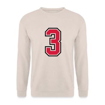 sports jersey number 3 three - Unisex Sweatshirt - sand - Front - Alina (178cm) & Michal (187cm)