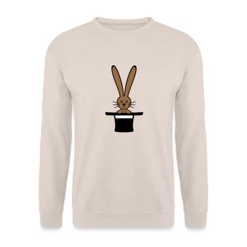 Hase Zylinder Hut Zauberer Kaninchen zaubern süß - Unisex Pullover - Sand - Vorne - Alina (178cm) & Michal (187cm)