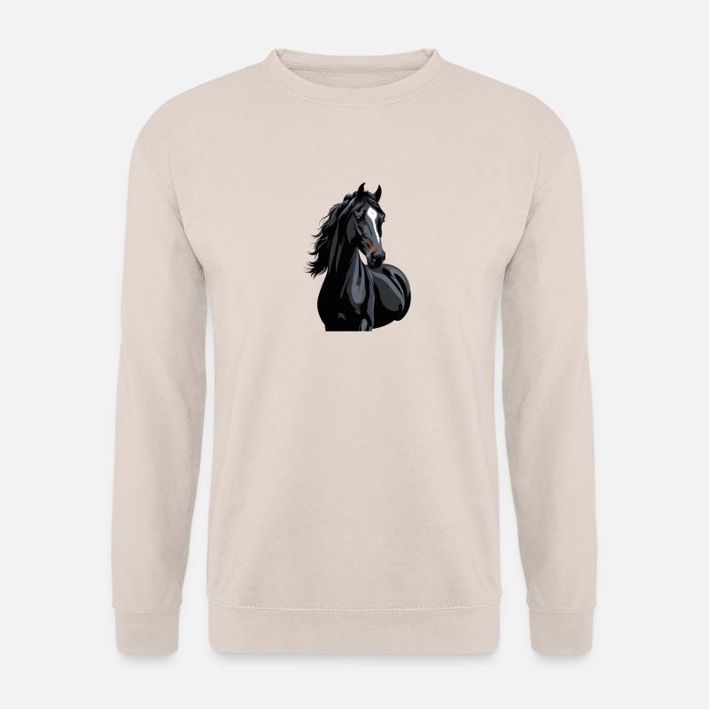 schwarzes Pferd Silhouette - Unisex Pullover - Sand