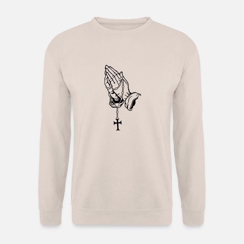 Praying Hands with Rosenkranz Basic - Unisex Sweatshirt - sand