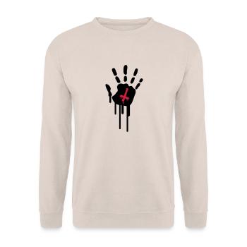 Bloody Handprint - Unisex Sweatshirt - sand - Front - Alina (178cm) & Michal (187cm)