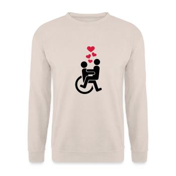 Rollstuhl - Unisex Pullover - Sand - Vorne - Alina (178cm) & Michal (187cm)