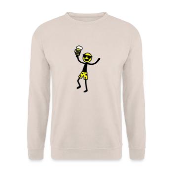 Strichmännchen Bier Party Urlaub - Unisex Pullover - Sand - Vorne - Alina (178cm) & Michal (187cm)