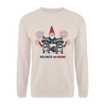 Raccoon 4th of July Fireworks Party - Unisex Sweatshirt - sand - Front - Alina (178cm) & Michal (187cm)